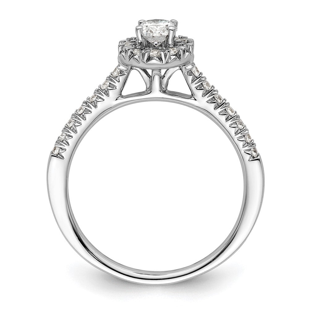 14k White Gold Halo (Holds 1/3 carat (5x) Oval Center) 1/4 carat Diamond Semi-mount Engagement Ring