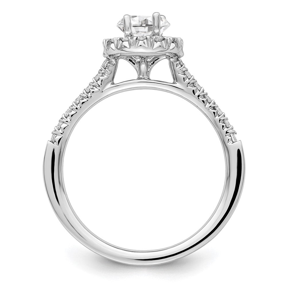 14k White Gold Halo (Holds 1/2 carat (5.9x) Oval Center) 1/3 carat Diamond Semi-mount Engagement Ring