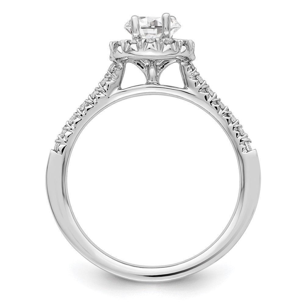 14k White Gold Halo (Holds 1/2 carat (5.9x) Oval Center) 1/3 carat Diamond Semi-mount Engagement Ring