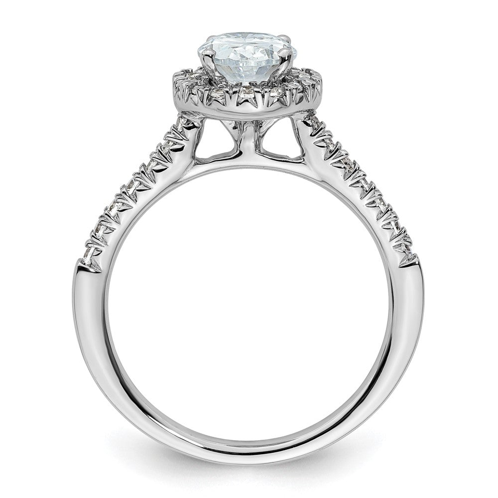 14k White Gold Halo (Holds 3/4 carat (7.5x) Oval Center) 1/3 carat Diamond Semi-mount Engagement Ring