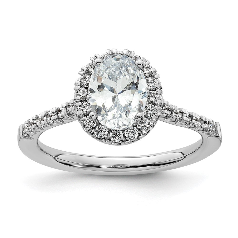 14k White Gold Halo (Holds 3/4 carat (7.5x) Oval Center) 1/3 carat Diamond Semi-mount Engagement Ring