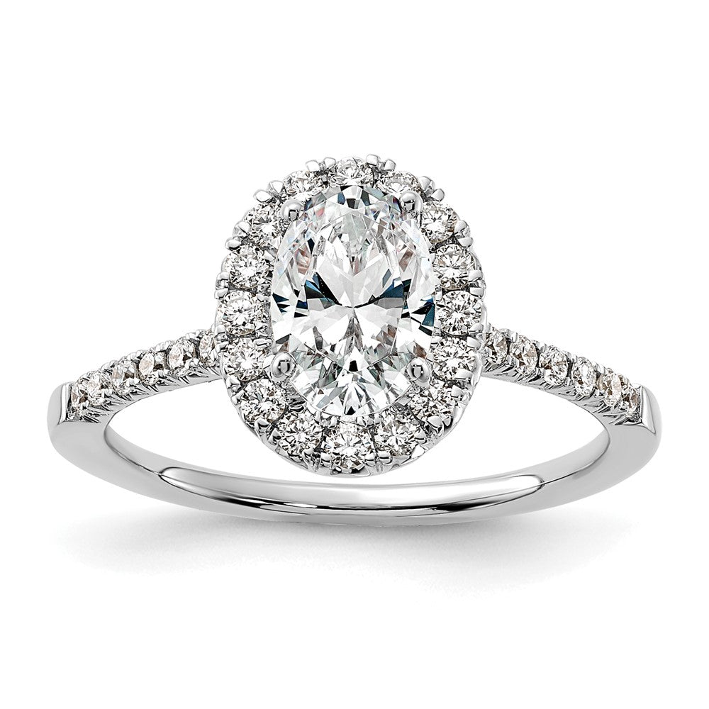 14k White Gold Halo (Holds 1 carat (8x) Oval Center) 3/8 carat Diamond Semi-mount Engagement Ring