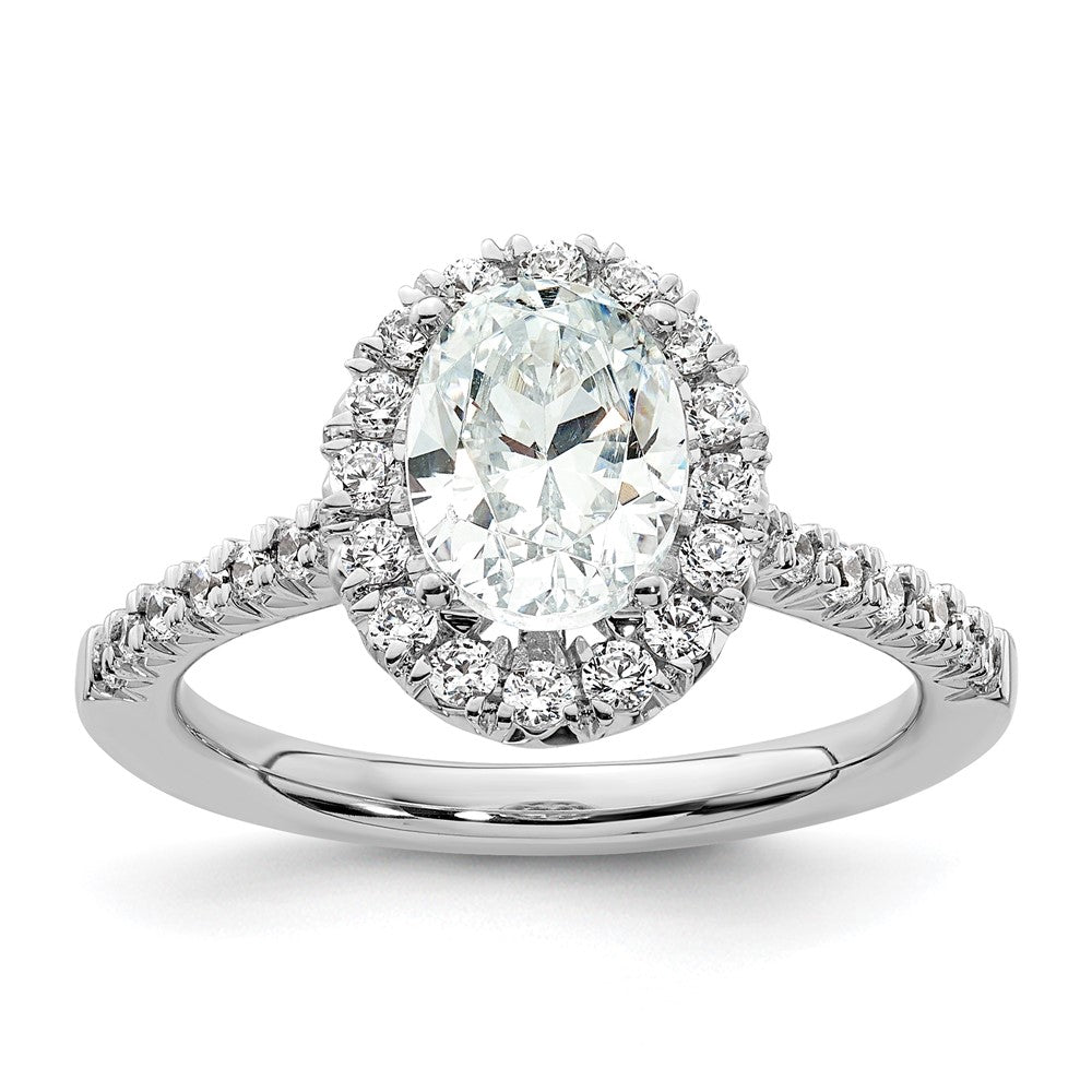 14k White Gold Halo (Holds 1.25 carat (8.5x) Oval Center) 1/2 carat Diamond Semi-mount Engagement Ring