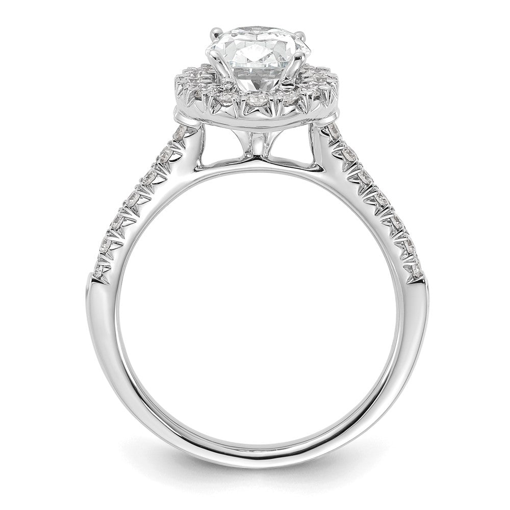 14k White Gold Halo (Holds 1.5 carat (9x) Oval Center) 1/2 carat Diamond Semi-mount Engagement Ring