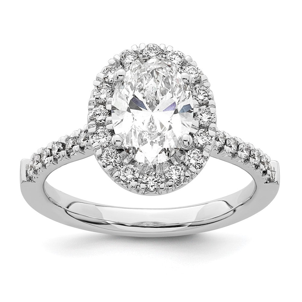 14k White Gold Halo (Holds 1.5 carat (9x) Oval Center) 1/2 carat Diamond Semi-mount Engagement Ring