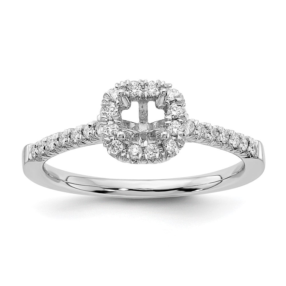 14k White Gold Halo (Holds 1/3 carat () Cushion Center) 1/4 carat Diamond Semi-mount Engagement Ring