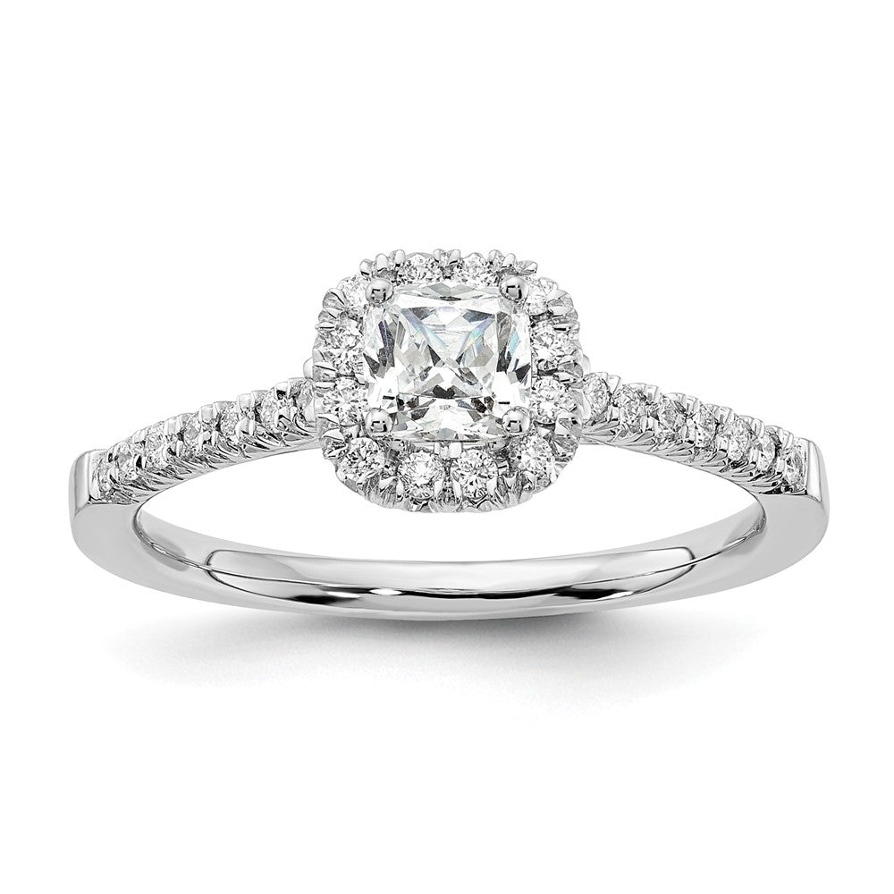 14k White Gold Halo (Holds 1/3 carat () Cushion Center) 1/4 carat Diamond Semi-mount Engagement Ring