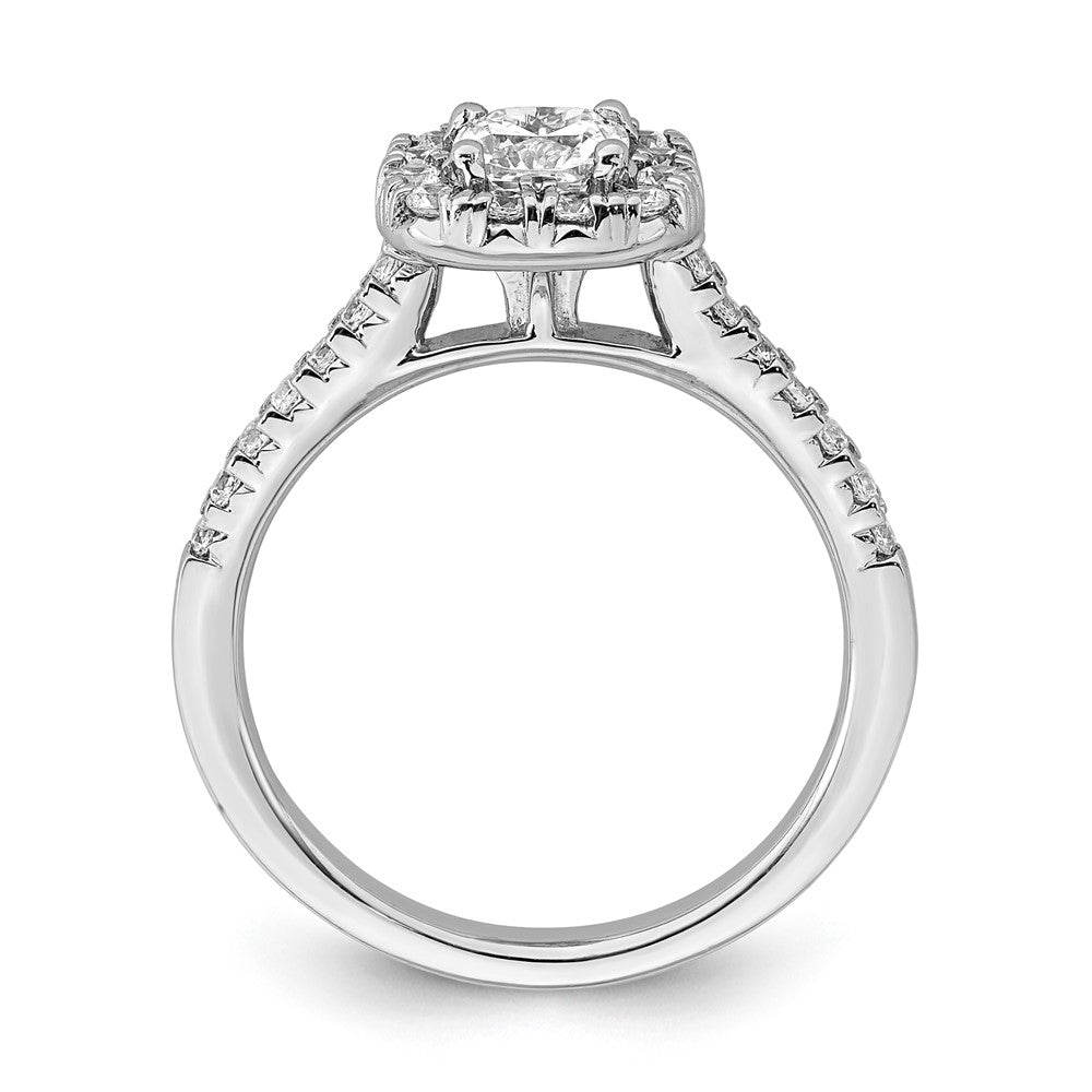 14k White Gold Halo (Holds 1/2 carat () Cushion Center) 3/8 carat Diamond Semi-mount Engagement Ring