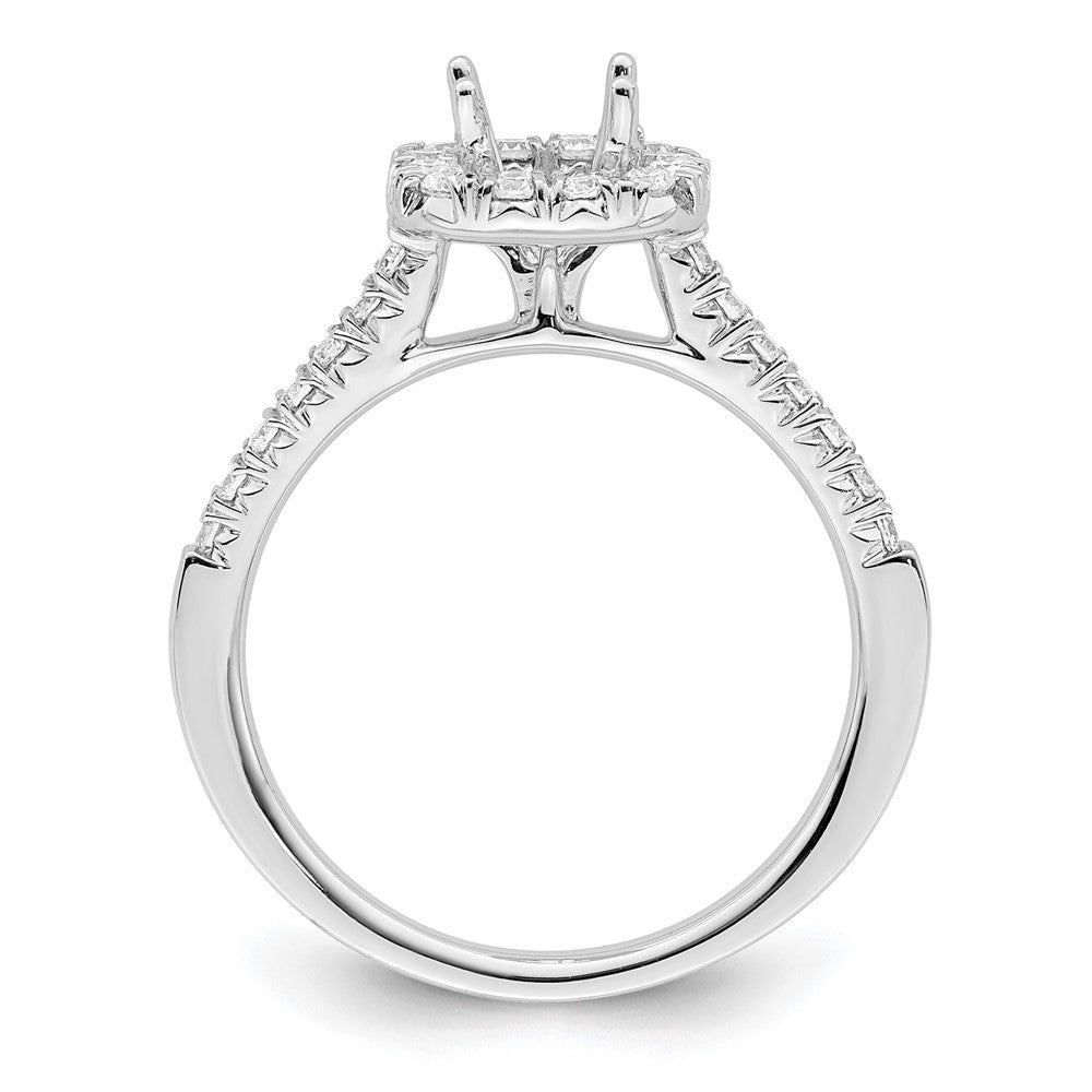 14k White Gold Halo (Holds 1/2 carat () Cushion Center) 3/8 carat Diamond Semi-mount Engagement Ring
