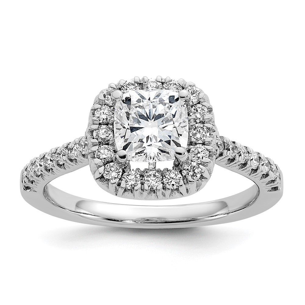 14k White Gold Halo (Holds 1 carat () Cushion Center) 3/8 carat Diamond Semi-mount Engagement Ring