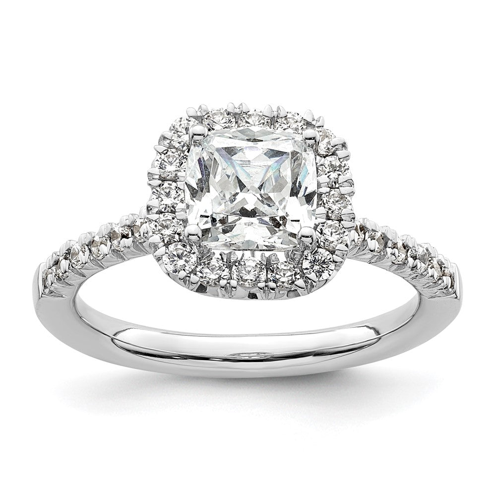 14k White Gold Halo (Holds 1.25 carat () Cushion Center) 1/2 carat Diamond Semi-mount Engagement Ring