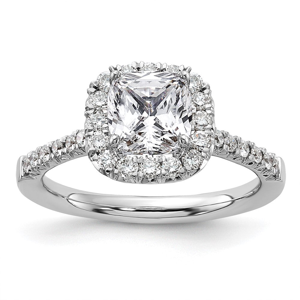 14k White Gold Halo (Holds 1.5 carat () Cushion Center) 1/2 carat Diamond Semi-mount Engagement Ring