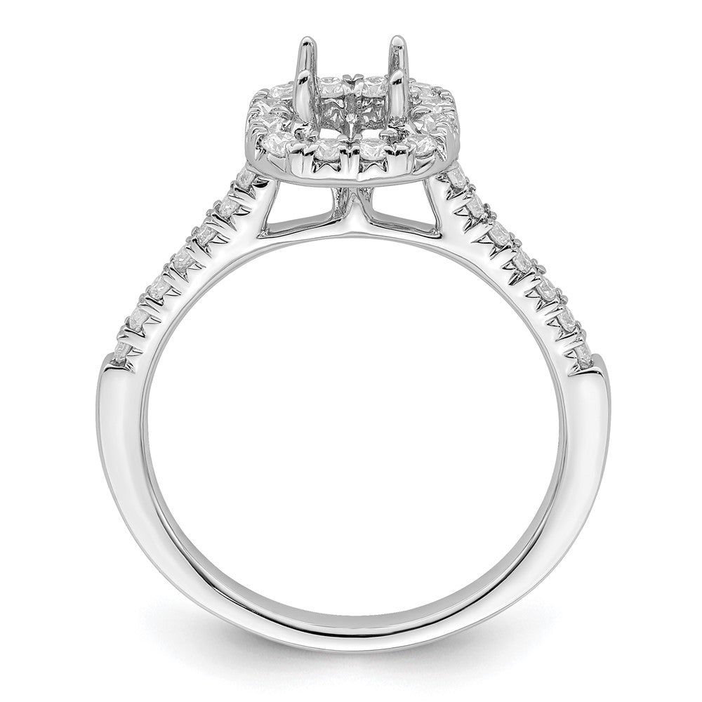 14k White Gold Halo (Holds 1/2 carat () Asscher-cut Center) 1/3 carat Diamond Semi-mount Engagement Ring