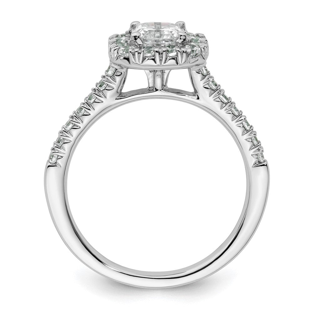 14k White Gold Halo (Holds 3/4 carat () Asscher-cut Center) 1/2 carat Diamond Semi-mount Engagement Ring