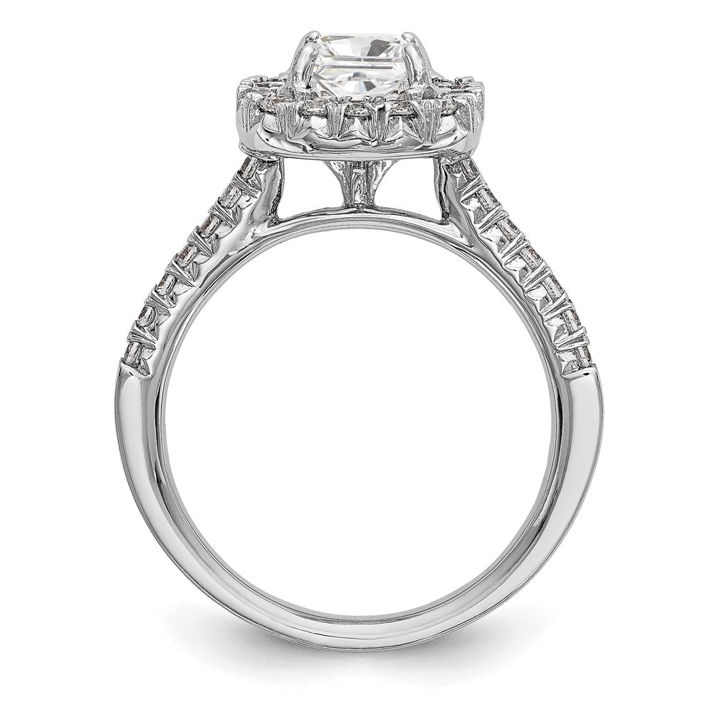 14k White Gold Halo (Holds 1 carat () Asscher-cut Center) 1/2 carat Diamond Semi-mount Engagement Ring