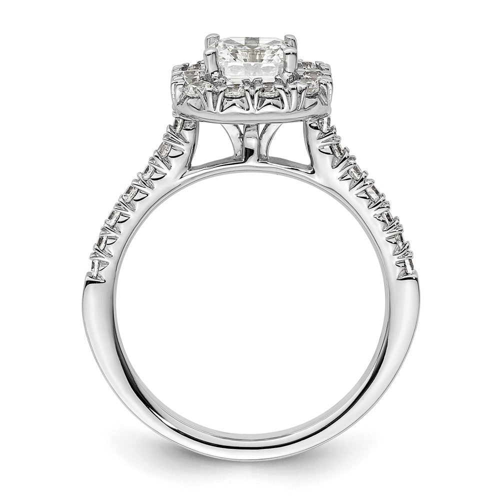 14k White Gold Halo (Holds 1 carat () Asscher-cut Center) 1/2 carat Diamond Semi-mount Engagement Ring