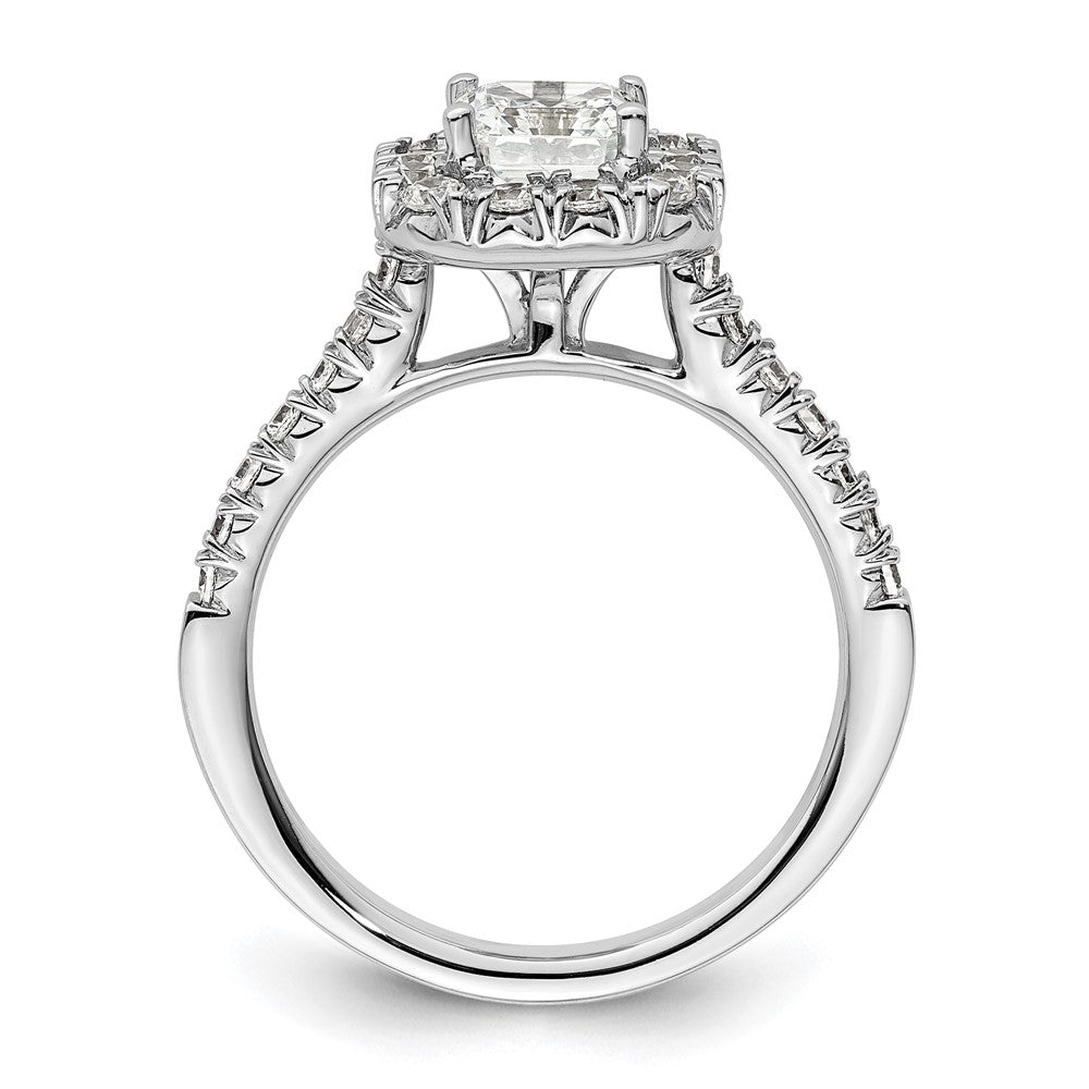 14k White Gold Halo (Holds 1.25 carat () Asscher-cut Center) 1/2 carat Diamond Semi-mount Engagement Ring