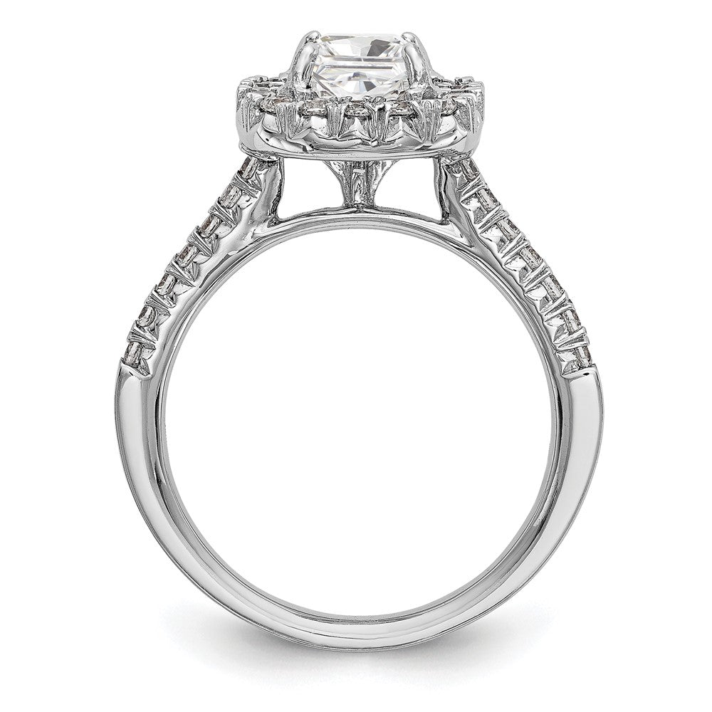 14k White Gold Halo (Holds 1.25 carat () Asscher-cut Center) 1/2 carat Diamond Semi-mount Engagement Ring