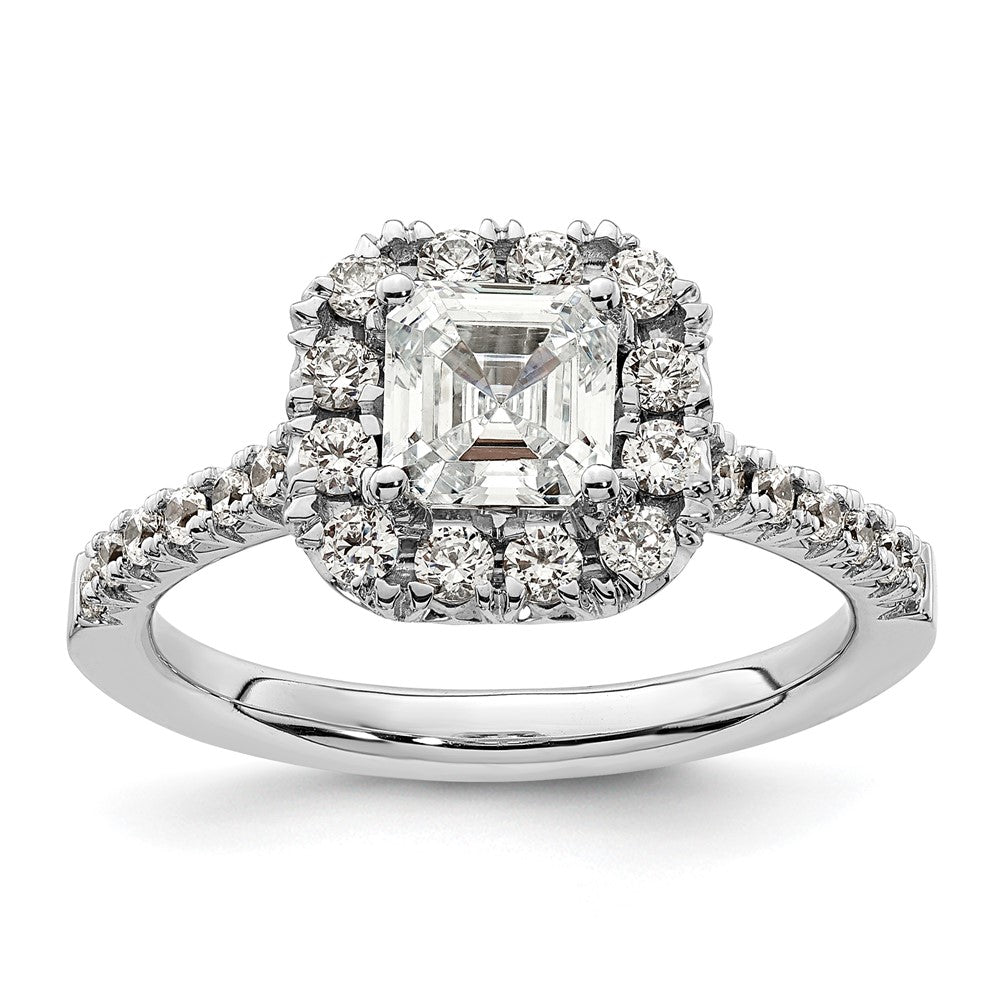 14k White Gold Halo (Holds 1.25 carat () Asscher-cut Center) 1/2 carat Diamond Semi-mount Engagement Ring