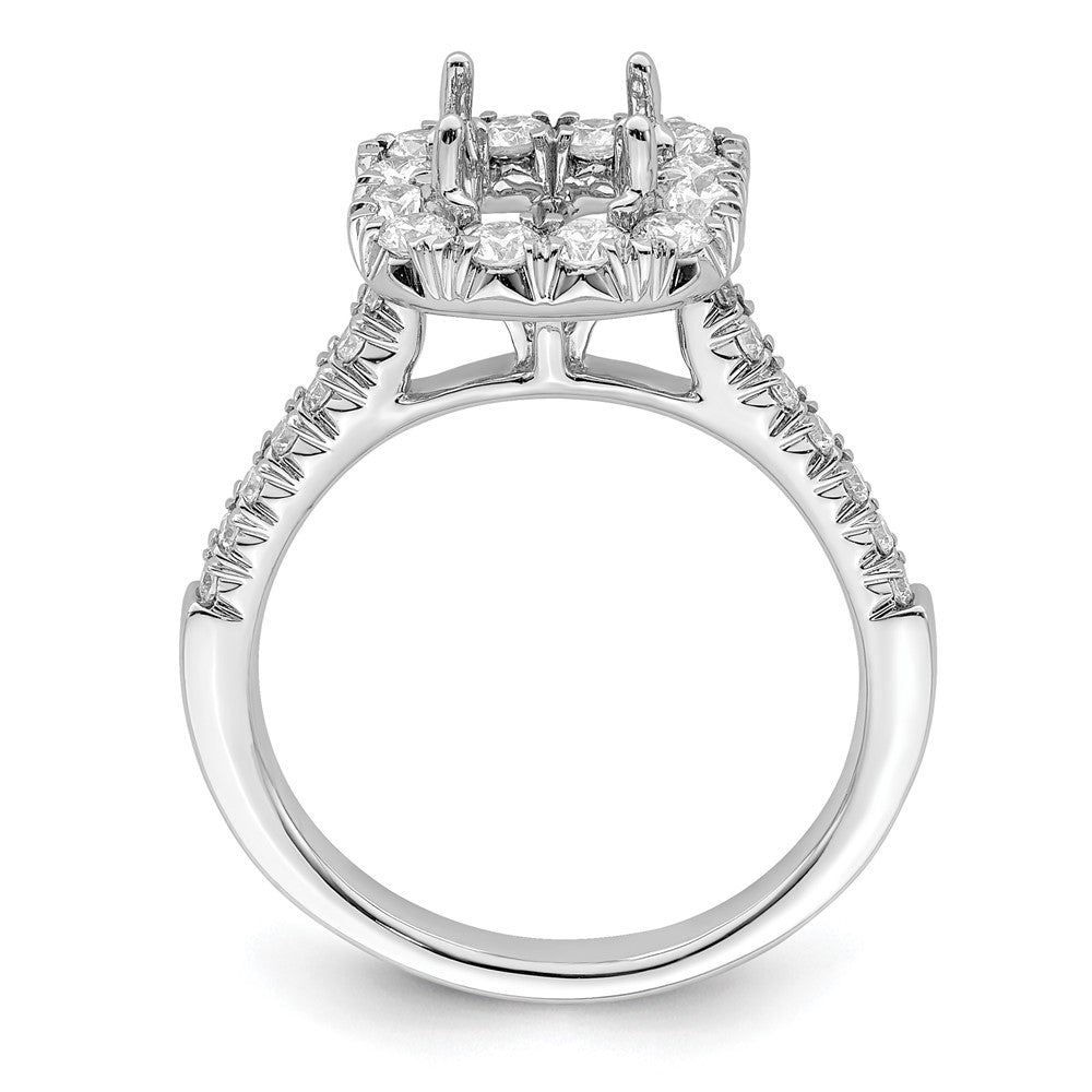 14k White Gold Halo (Holds 1.5 carat () Asscher-cut Center) 3/4 carat Diamond Semi-mount Engagement Ring
