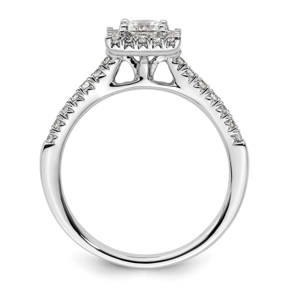 14k White Gold Halo (Holds 1/3 carat () Princess Center) 1/3 carat Diamond Semi-mount Engagement Ring