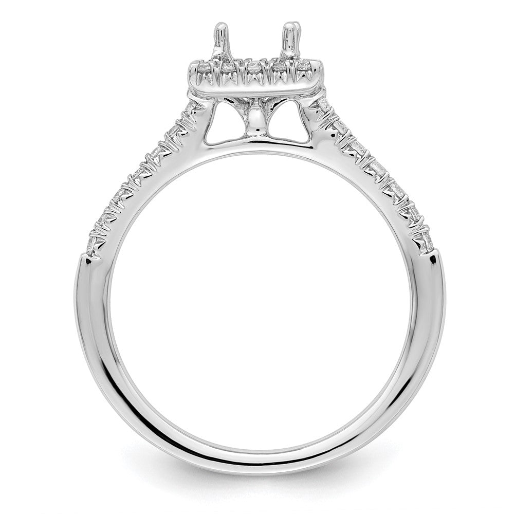 14k White Gold Halo (Holds 1/2 carat () Princess Center) 1/3 carat Diamond Semi-mount Engagement Ring