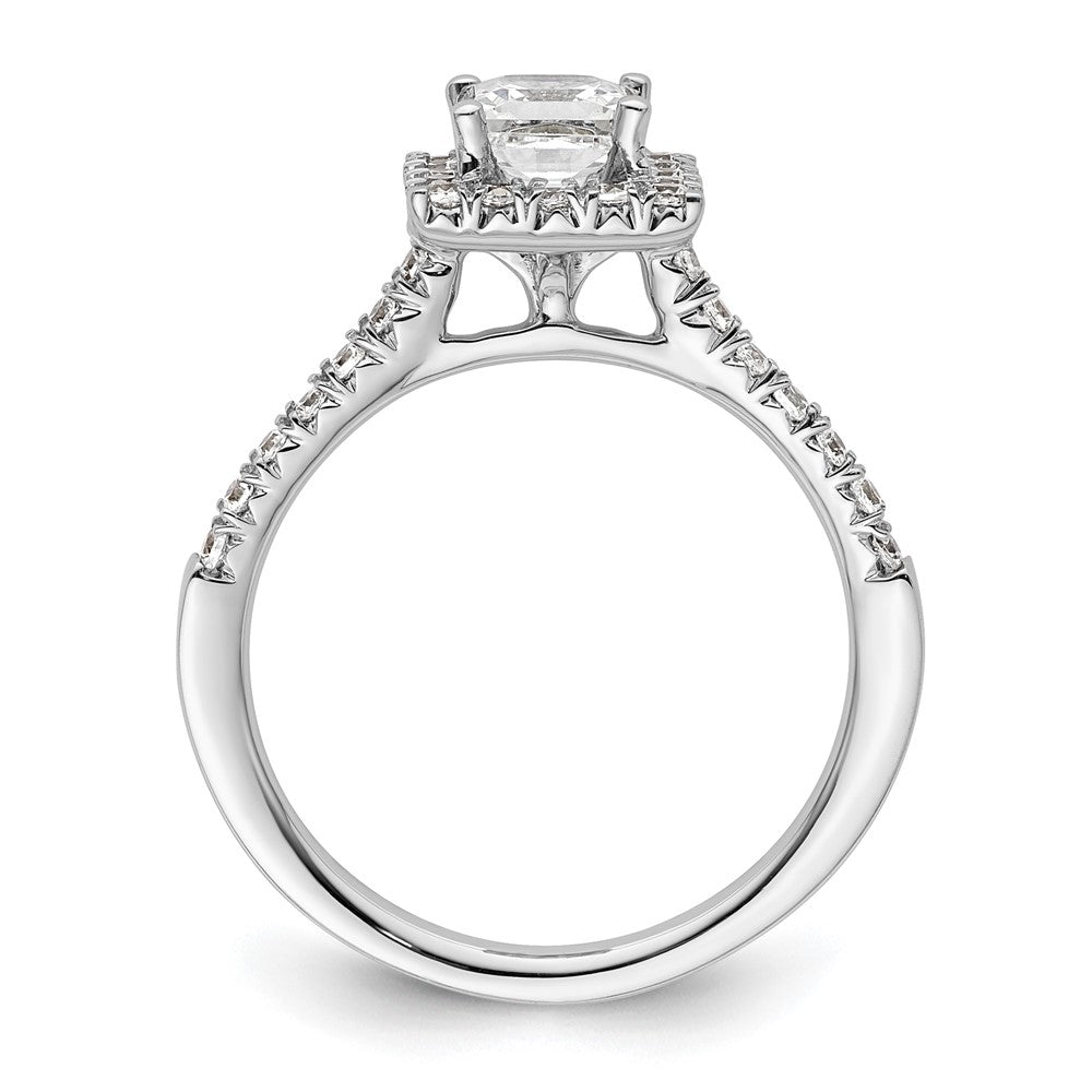 14k White Gold Halo (Holds 3/4 carat () Princess Center) 1/3 carat Diamond Semi-mount Engagement Ring