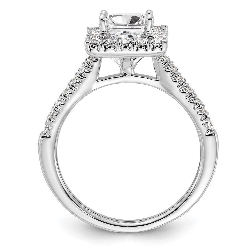 14k White Gold Halo (Holds 1 carat () Princess Center) 1/2 carat Diamond Semi-mount Engagement Ring