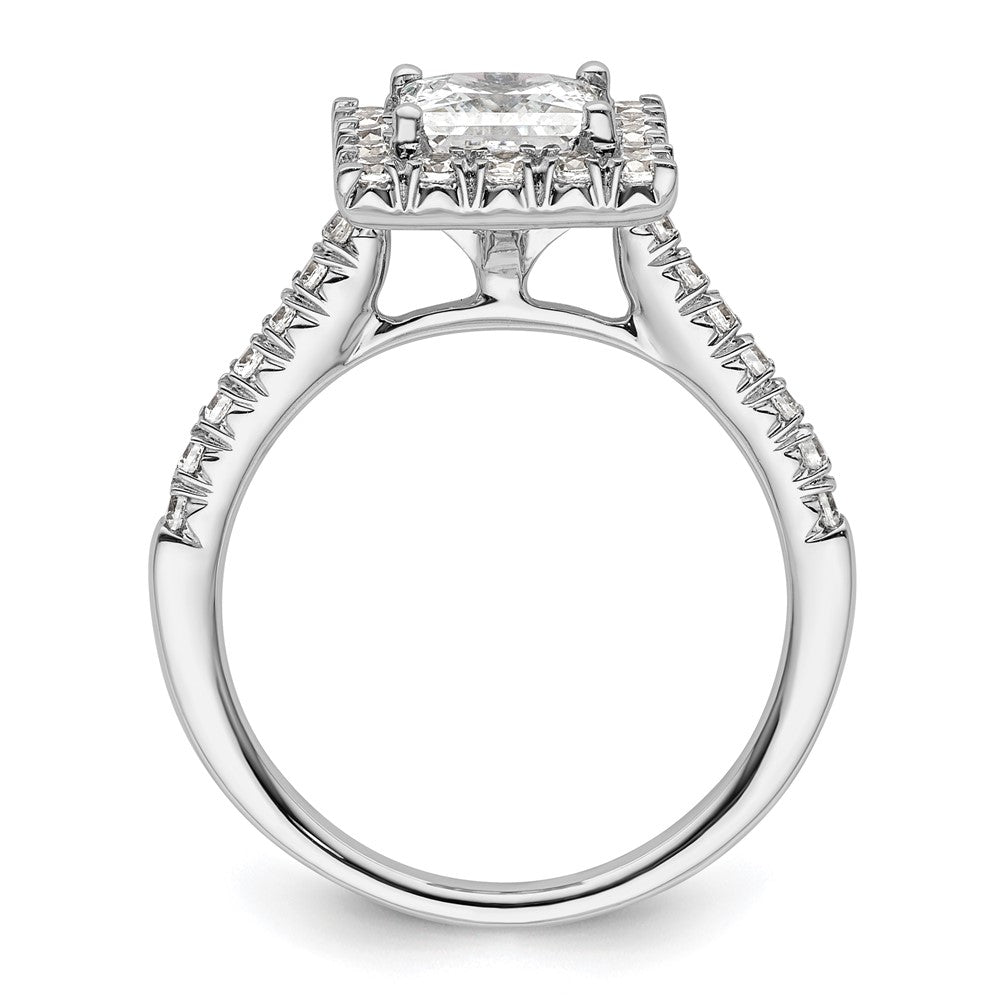 14k White Gold Halo (Holds 1.25 carat () Princess Center) 1/2 carat Diamond Semi-mount Engagement Ring