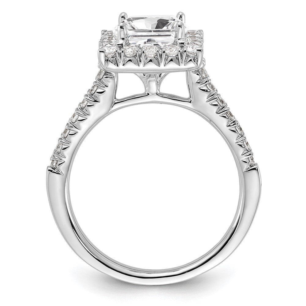 14k White Gold Halo (Holds 1.5 carat () Princess Center) 3/4 carat Diamond Semi-mount Engagement Ring