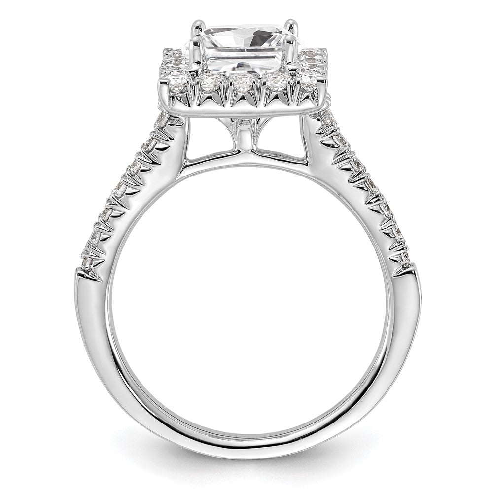 14k White Gold Halo (Holds 1.5 carat () Princess Center) 3/4 carat Diamond Semi-mount Engagement Ring