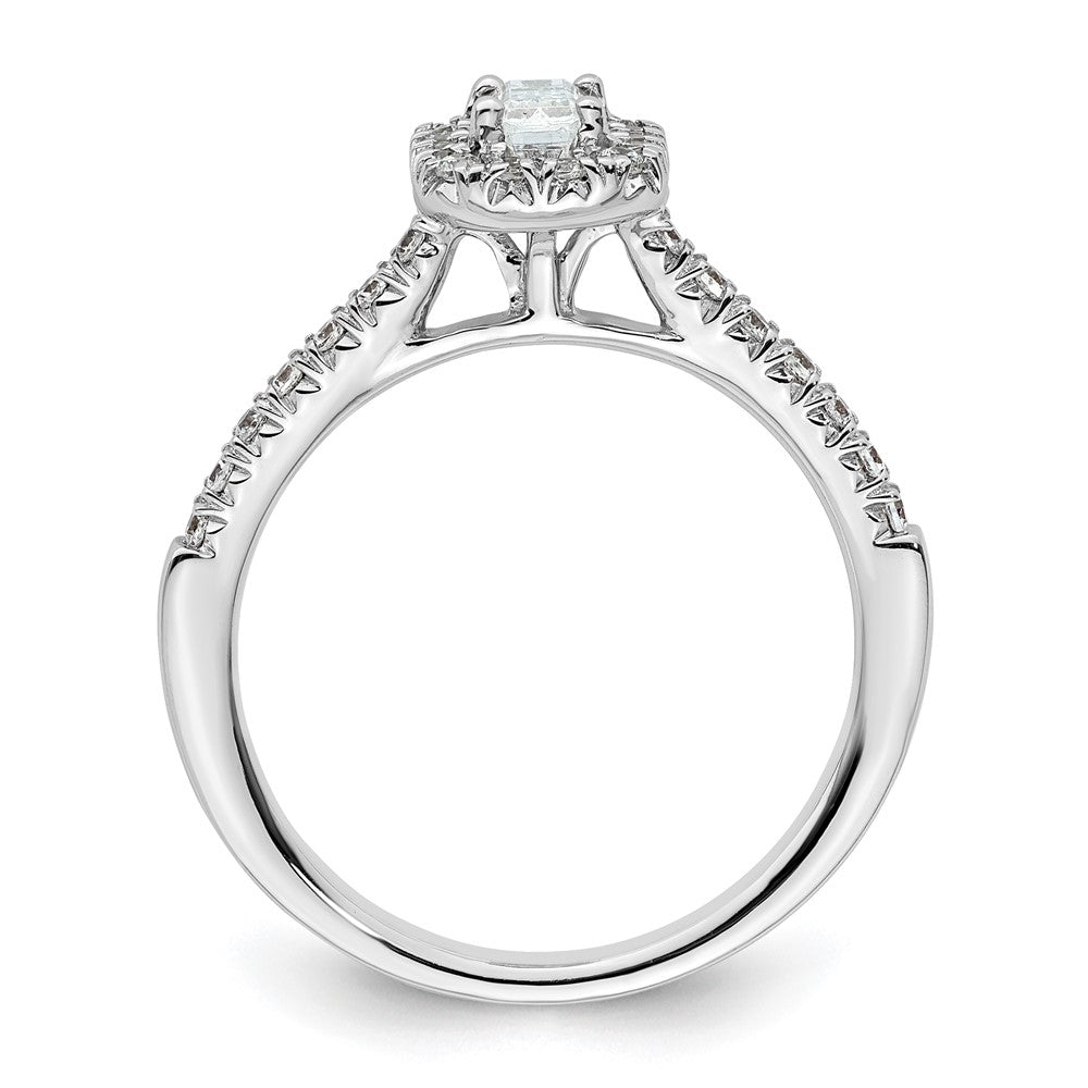 14k White Gold Halo (Holds 1/3 carat (4.8x) Emerald-cut Center) 1/4 carat Diamond Semi-mount Engagement Ring