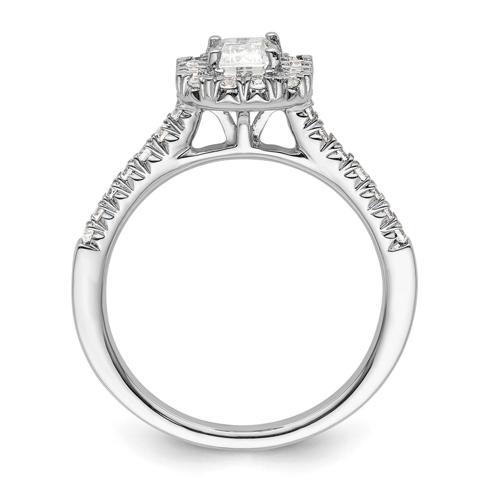 14k White Gold Halo (Holds 3/4 carat (5.7x) Emerald-cut Center) 1/3 carat Diamond Semi-mount Engagement Ring