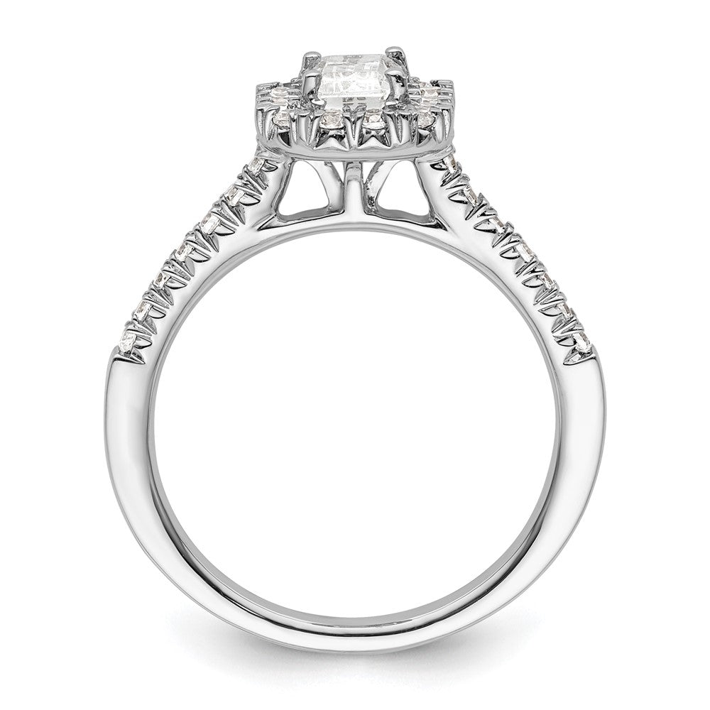 14k White Gold Halo (Holds 3/4 carat (5.7x) Emerald-cut Center) 1/3 carat Diamond Semi-mount Engagement Ring