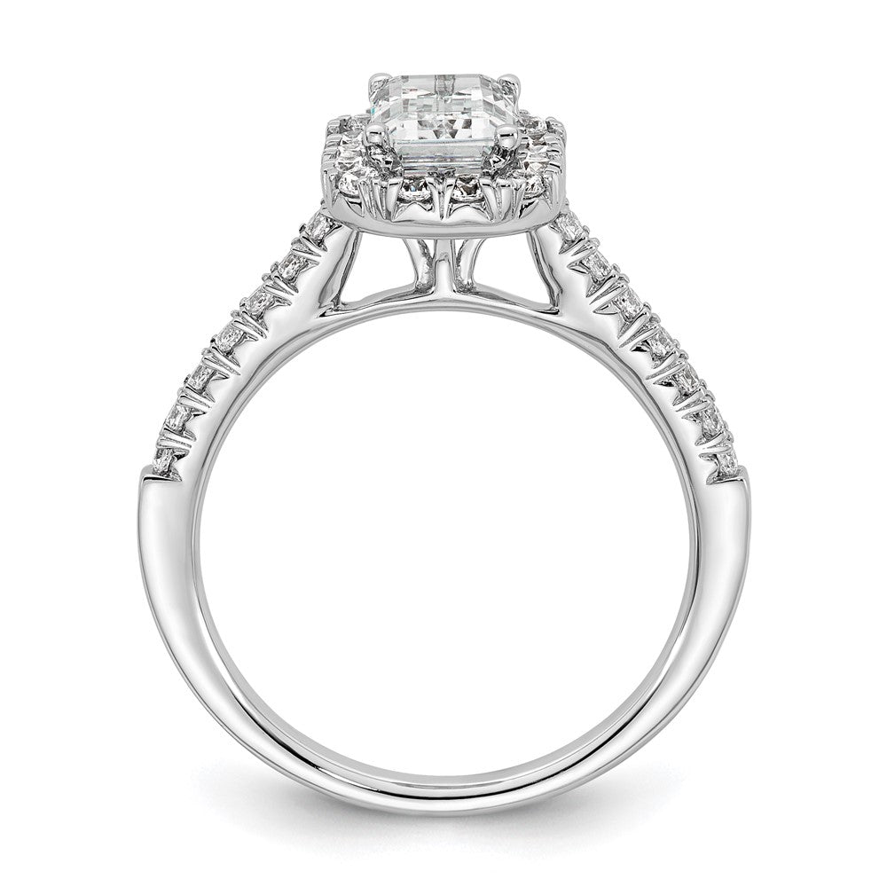 14k White Gold Halo (Holds 1 carat (6.8x) Emerald-cut Center) 1/2 carat Diamond Semi-mount Engagement Ring