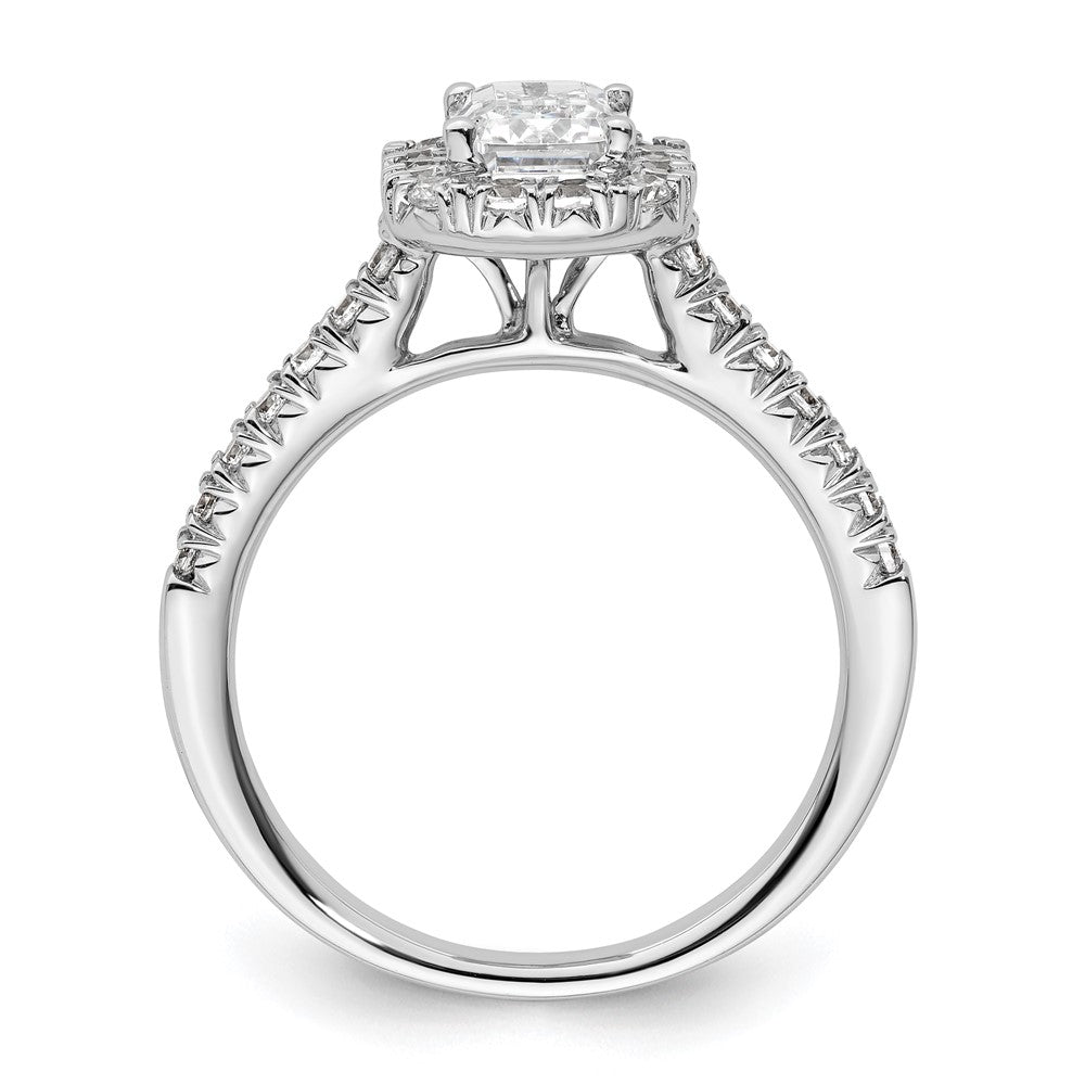 14k White Gold Halo (Holds 1.25 carat (6.8x) Emerald-cut Center) 1/2 carat Diamond Semi-mount Engagement Ring