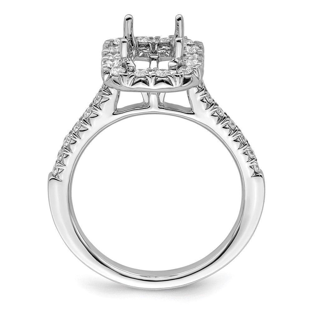 14k White Gold Halo (Holds 1.5 carat (7.7x) Emerald-cut Center) 5/8 carat Diamond Semi-mount Engagement Ring