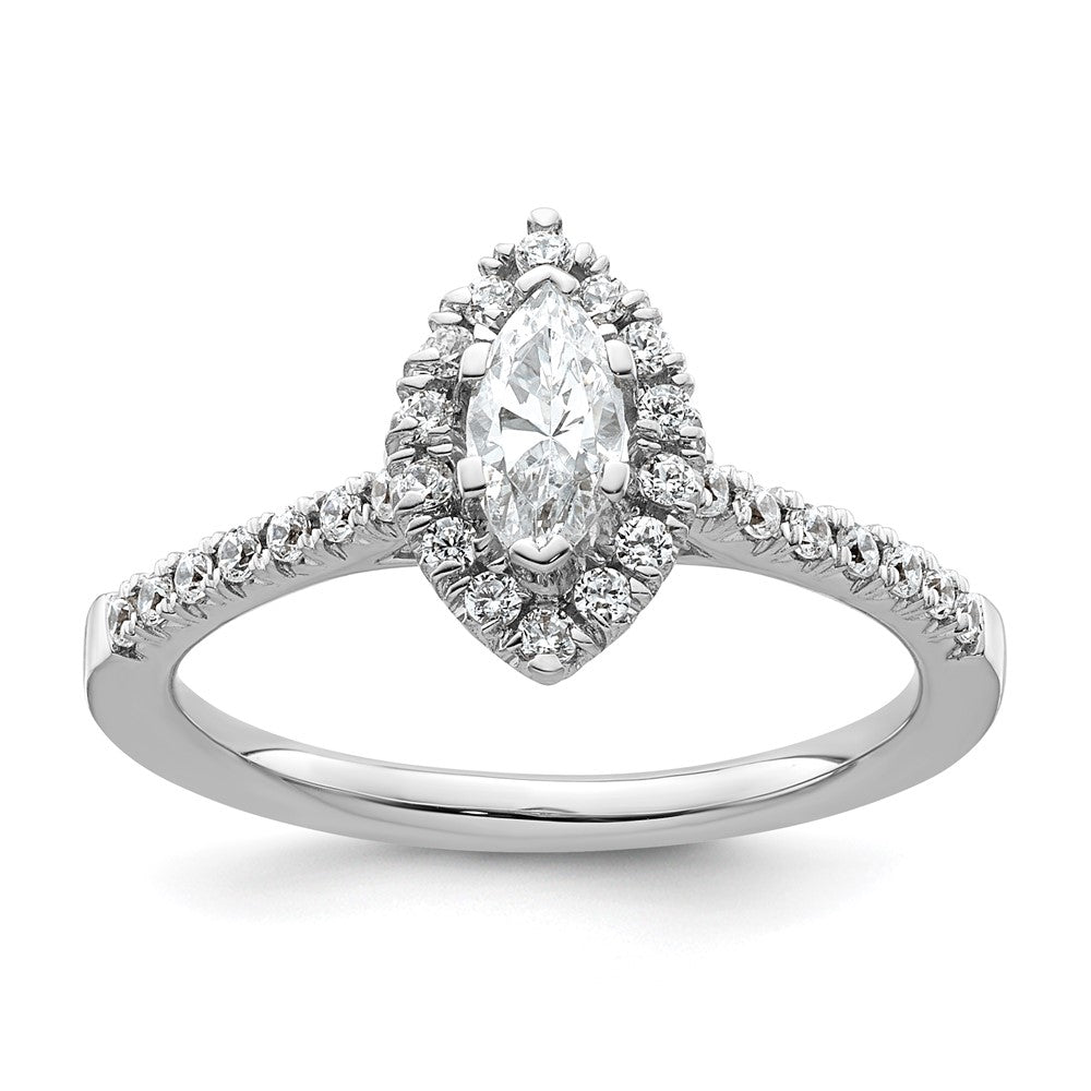 14k White Gold Halo (Holds 1/3 carat (7.1x) Marquise Center) 1/4 carat Diamond Semi-mount Engagement Ring