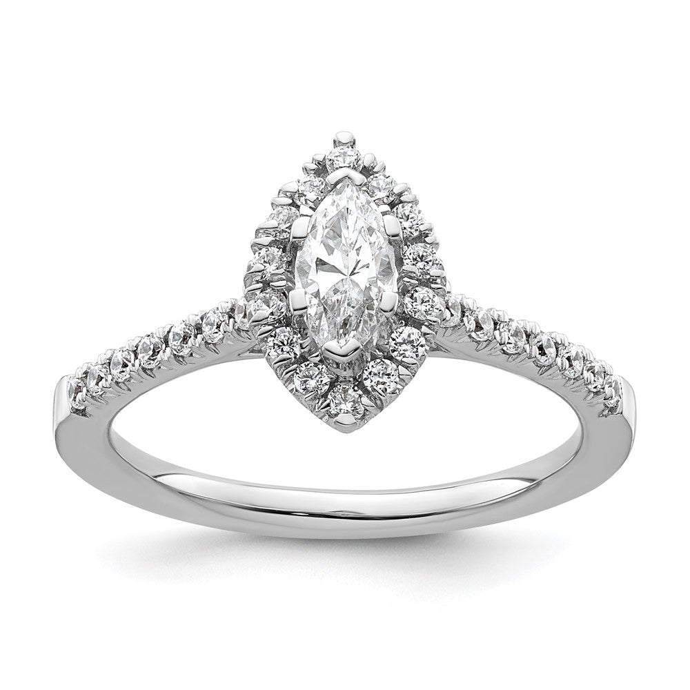 14k White Gold Halo (Holds 1/3 carat (7.1x) Marquise Center) 1/4 carat Diamond Semi-mount Engagement Ring