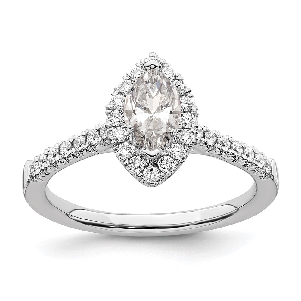 14k White Gold Halo (Holds 1/2 carat (7.9x) Marquise Center) 1/3 carat Diamond Semi-mount Engagement Ring