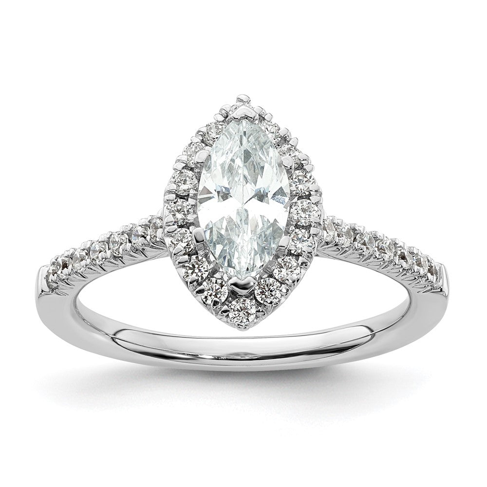 14k White Gold Halo (Holds 3/4 carat (8.7x) Marquise Center) 1/3 carat Diamond Semi-mount Engagement Ring