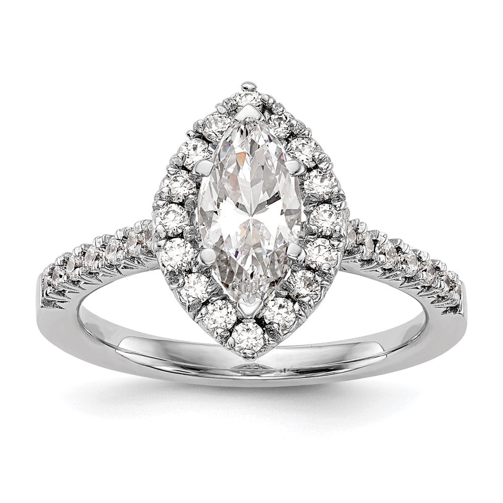 14k White Gold Halo (Holds 1 carat (9.5x) Marquise Center) 1/2 carat Diamond Semi-mount Engagement Ring