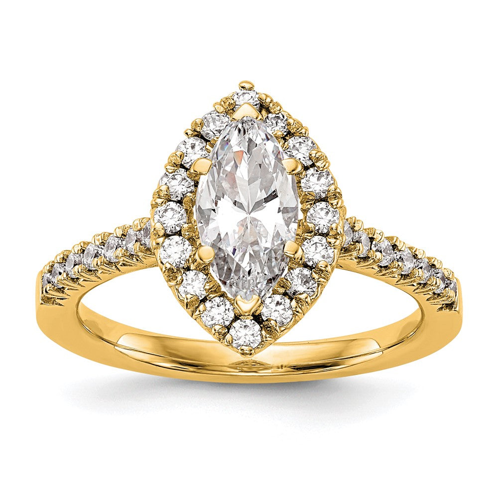 14k yellow Marquise Halo Diamond Semi-mount Engagement Ring