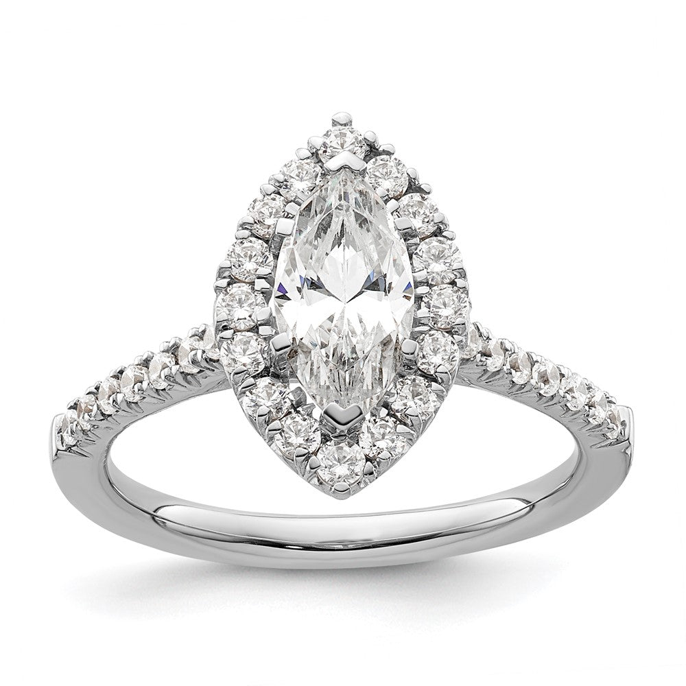 14k White Gold Halo (Holds 1.25 carat (10.3x) Marquise Center) 1/2 carat Diamond Semi-mount Engagement Ring