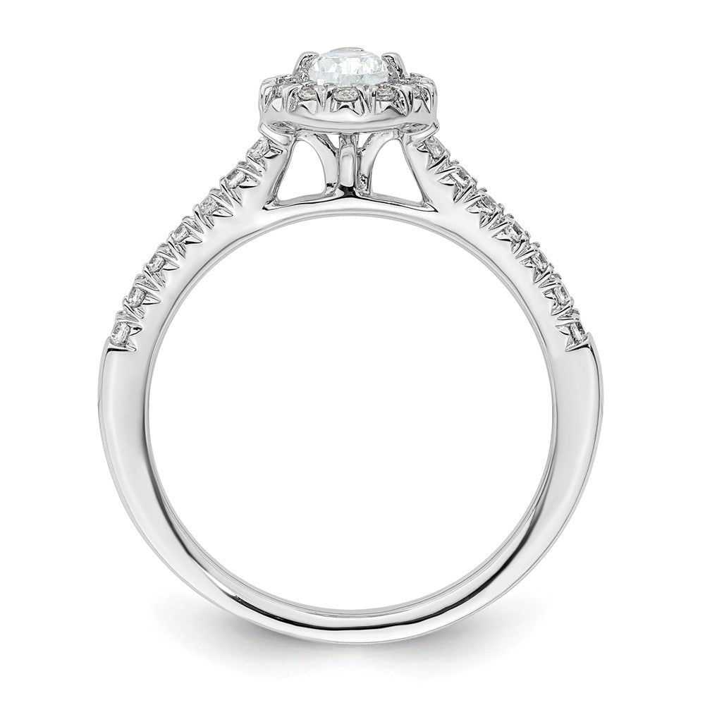 14k White Gold Halo (Holds 1/3 carat (5.6x) Pear Center) 1/4 carat Diamond Semi-mount Engagement Ring