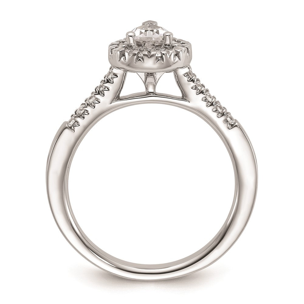 14k White Gold Halo (Holds 1/2 carat (6.5x) Pear Center) 1/3 carat Diamond Semi-mount Engagement Ring