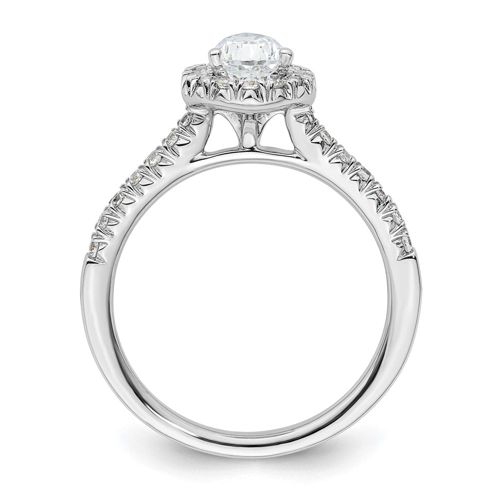 14k White Gold Halo (Holds 3/4 carat (7.7x) Pear Center) 1/3 carat Diamond Semi-mount Engagement Ring