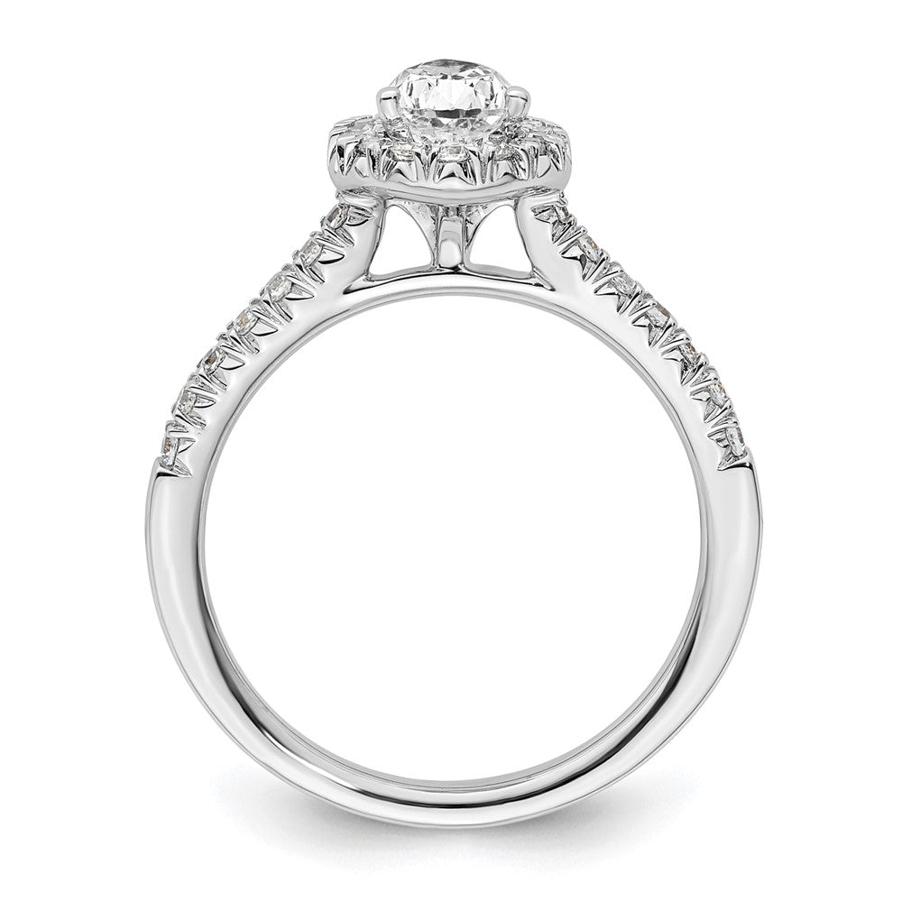 14k White Gold Halo (Holds 3/4 carat (7.7x) Pear Center) 1/3 carat Diamond Semi-mount Engagement Ring