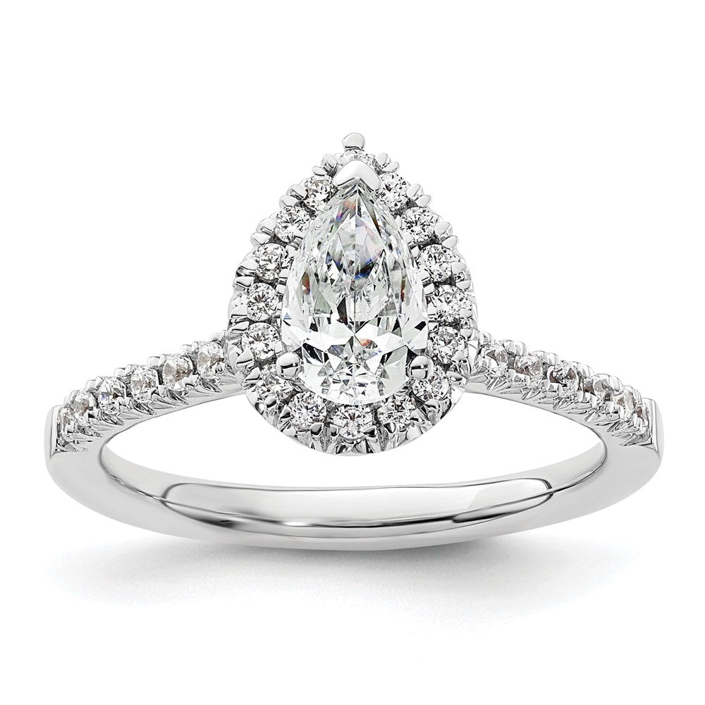 14k White Gold Halo (Holds 3/4 carat (7.7x) Pear Center) 1/3 carat Diamond Semi-mount Engagement Ring