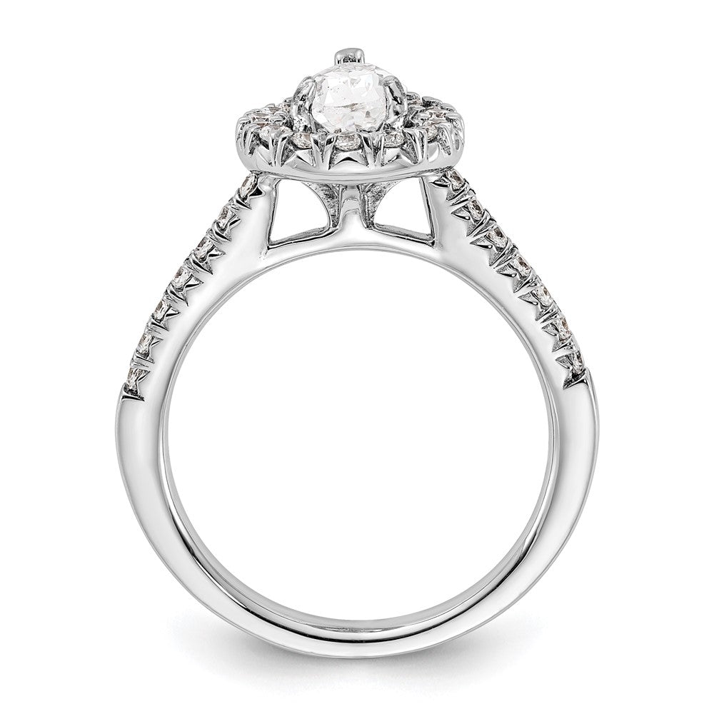 14k White Gold Halo (Holds 1 carat (8.7x) Pear Center) 3/8 carat Diamond Semi-mount Engagement Ring